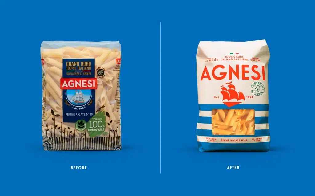 Agnesi Pasta Packaging Before and After